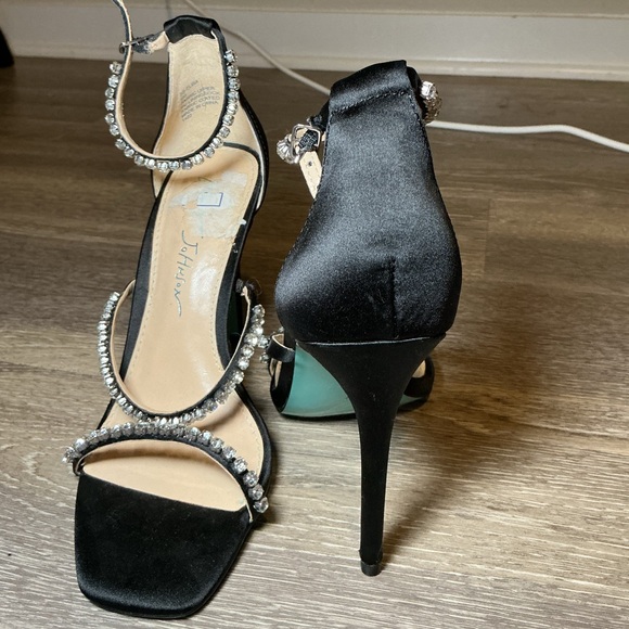 Betsey Johnson Black Rhinestone Strap Sandals - Picture 4 of 6